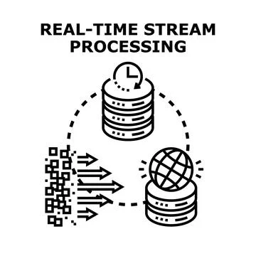 Real time stream data processing for global analytics Stock Illustration