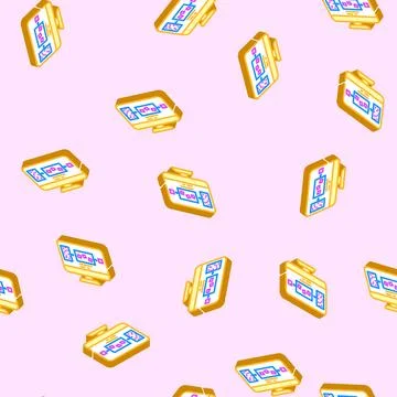 Real time stream isometric icon seamless pattern Stock Illustration