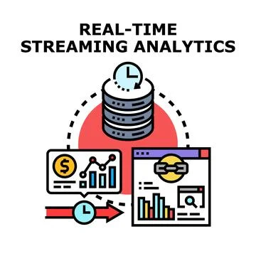 Real time streaming analytics processing data flow Stockillustratie