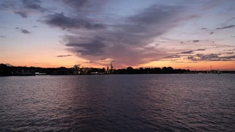 Real Time Sunrise Over IJ Waterfront in Amsterdam Stock Footage 342134023
