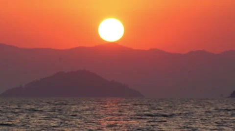 Real-time Sunset Over Mediterranean Ocean and Turkish Mountains (part 2 of 6) Stock Footage 40602825