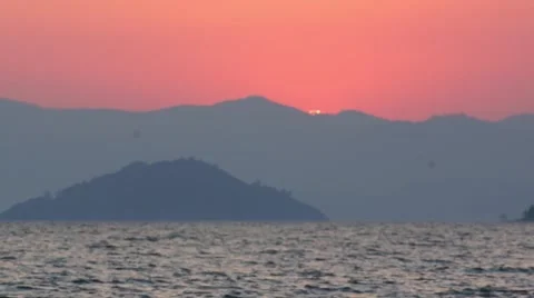 Real-time Sunset Over Mediterranean Ocean and Turkish Mountains (part 6 of 6) Stock Footage 40714795