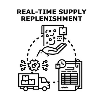 Real time supply replenishment technology logistics concept Stock Illustration