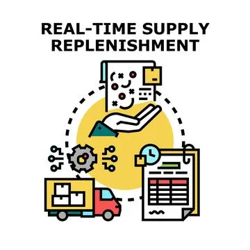 Real time supply replenishment technology logistics concept Stock Illustration