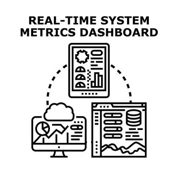 Real time system metrics dashboard vector concept Illustrazione stock