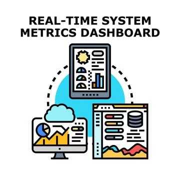 Real time system metrics dashboard vector concept Stock Illustration