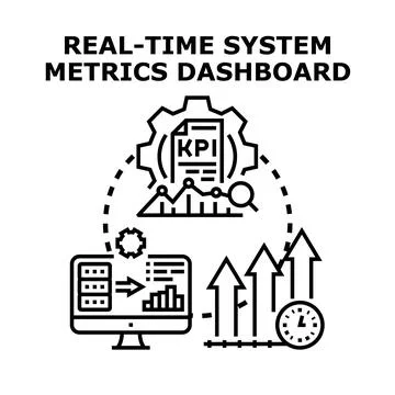 Real time system metrics dashboard reporting kpi data Stock Illustration