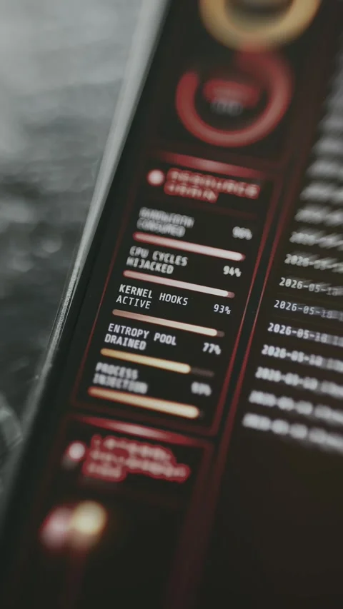 Real-time system metrics with integrated security alert indicators Stock Footage 335462510