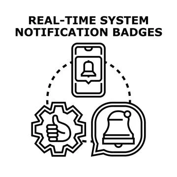 Real time system notification badges concept Stock Illustration