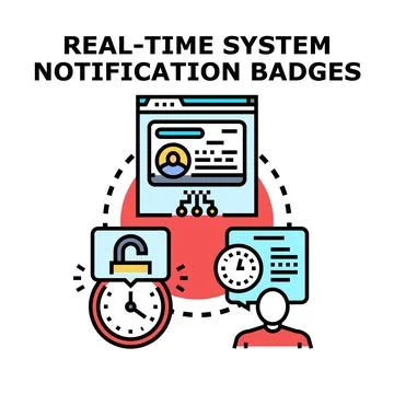 Real time system notifications and alerts concept Stock Illustration