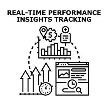 Real time system performance insights tracking data analysis Stock Illustration