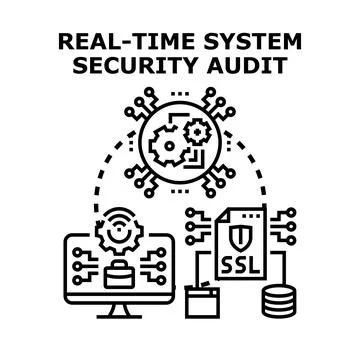 Real time system security audit protecting business data Stockillustratie