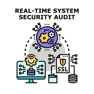 Real time system security audit protecting business data Stock Illustration
