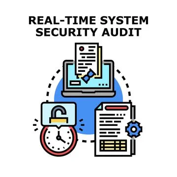 Real time system security audit concept managing data Illustrazione stock
