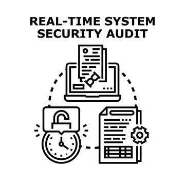 Real time system security audit concept managing data Stock Illustration