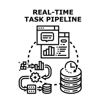 Real time task pipeline processing data flow 库存插图