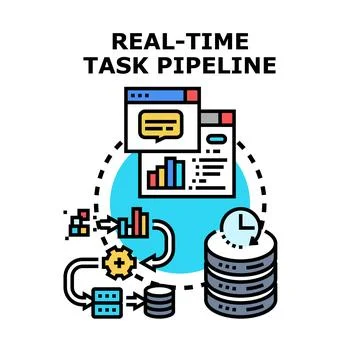 Real time task pipeline processing data flow Stock Illustration