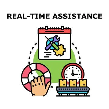 Real time technical support providing instant assistance service Stock Illustration