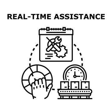Real time technical support providing instant assistance service Stock Illustration