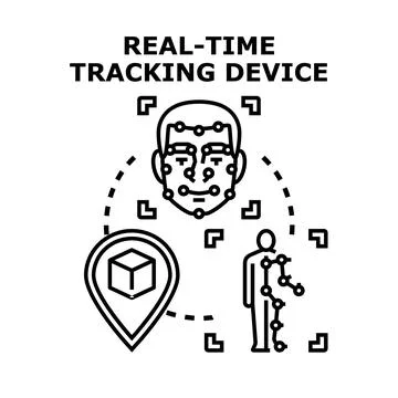 Real time tracking device concept displaying data analytics 库存插图