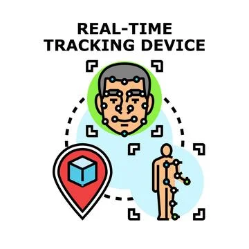 Real time tracking device concept displaying data analytics 库存插图