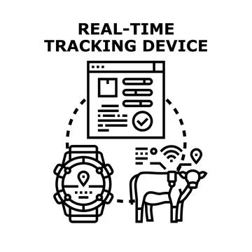 Real time tracking device concept for animal monitoring Stock Illustration