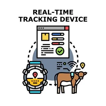 Real time tracking device concept for animal monitoring Stock Illustration