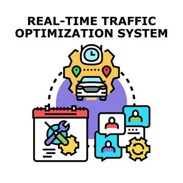 Real time traffic optimization system managing car navigation planning 스톡 일러스트