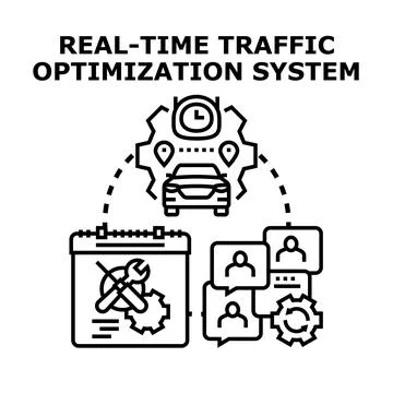 Real time traffic optimization system managing car navigation planning Stock-Illustration