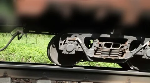 Real time train wheels moves from right to left. Closeup. 스톡 동영상 40824938
