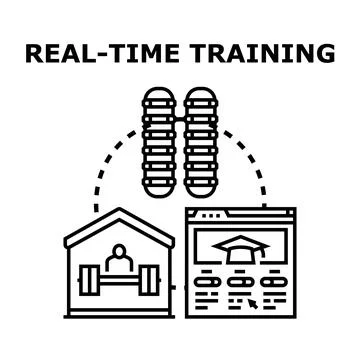 Real time training concept with online education platform Illustrazione stock