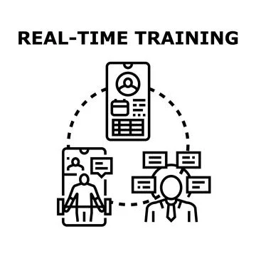 Real time training using online remote and digital education Stock Illustration