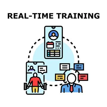 Real time training using online remote and digital education Stock Illustration