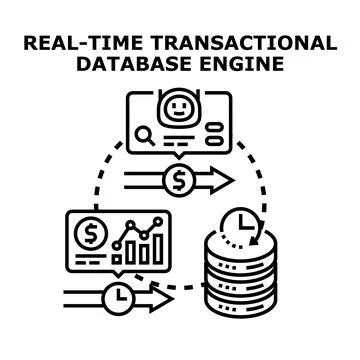 Real time transactional database engine processing transaction data Stock Illustration