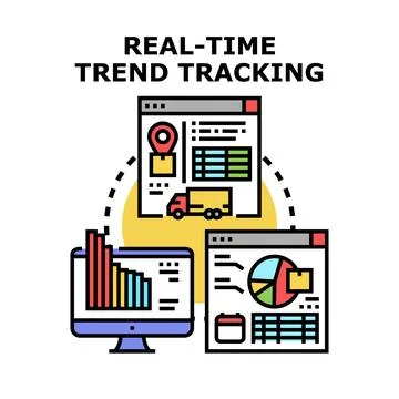 Real time trend tracking data analysis system Stock Illustration