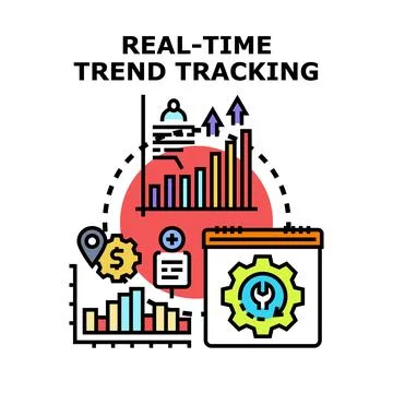 Real time trend tracking data analysis concept Stock Illustration
