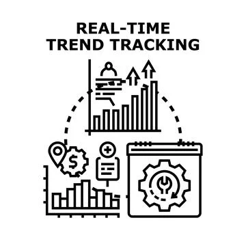 Real time trend tracking data analysis concept Stock Illustration