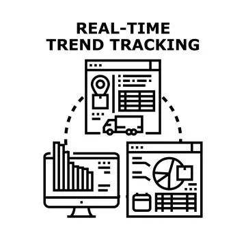 Real time trend tracking data analysis system Stock Illustration