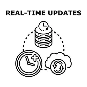 Real time updates and data synchronization concept illustration Stock Illustration