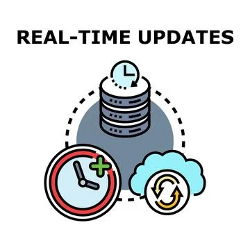 Real time updates and data synchronization concept illustration Stock Illustration