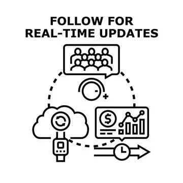 Real time updates connecting audience and technology concept Stock Illustration