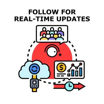 Real time updates connecting audience and technology concept Stock Illustration