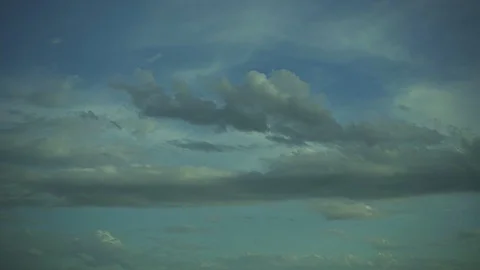 Real Time video of Blue Sky with fluffy clouds in 4K Stock Footage 90013802