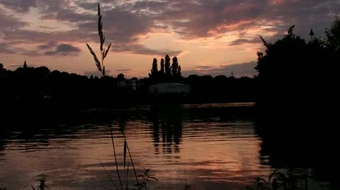 Real time video habor evening Rhine 動画素材 11322933