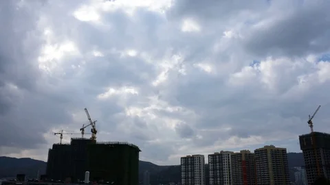 Real-time-video-material-of-tower-crane-delay-photography Stock Footage 126134623