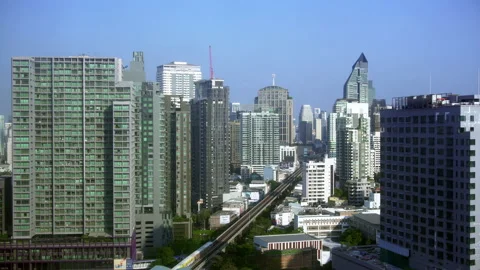 Real Time view from a hotel  Thong Lor train station, Subway station. Stock Footage 133720530