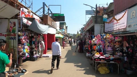 Real time view of people walking at Mahabaleshwar Market, Maharashtra, India Stock Footage 170545395