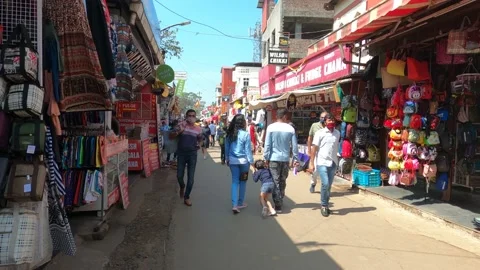Real time view of people walking at Mahabaleshwar Market, Maharashtra, India Stock Footage 170545647