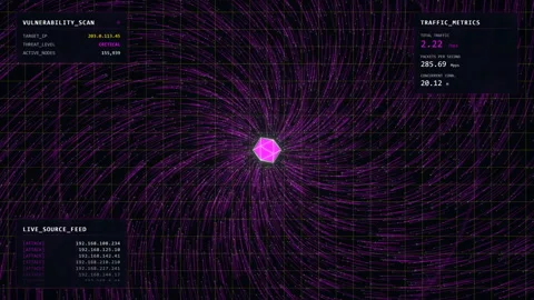 Real-Time Vulnerability Scan: Magenta Network Audit HUD Stock-Footage 334004549