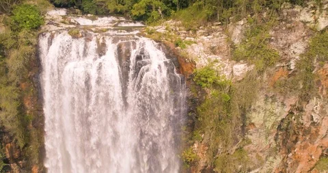 Real-time waterfall 50fps 4k drone footage in Australia travel Stock Footage 97453574